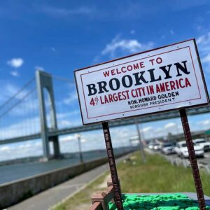 Howard Golden Welcome to Brooklyn sign recreation